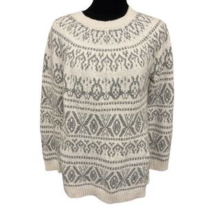 J. Jill Cream and Gray Knit Sweater